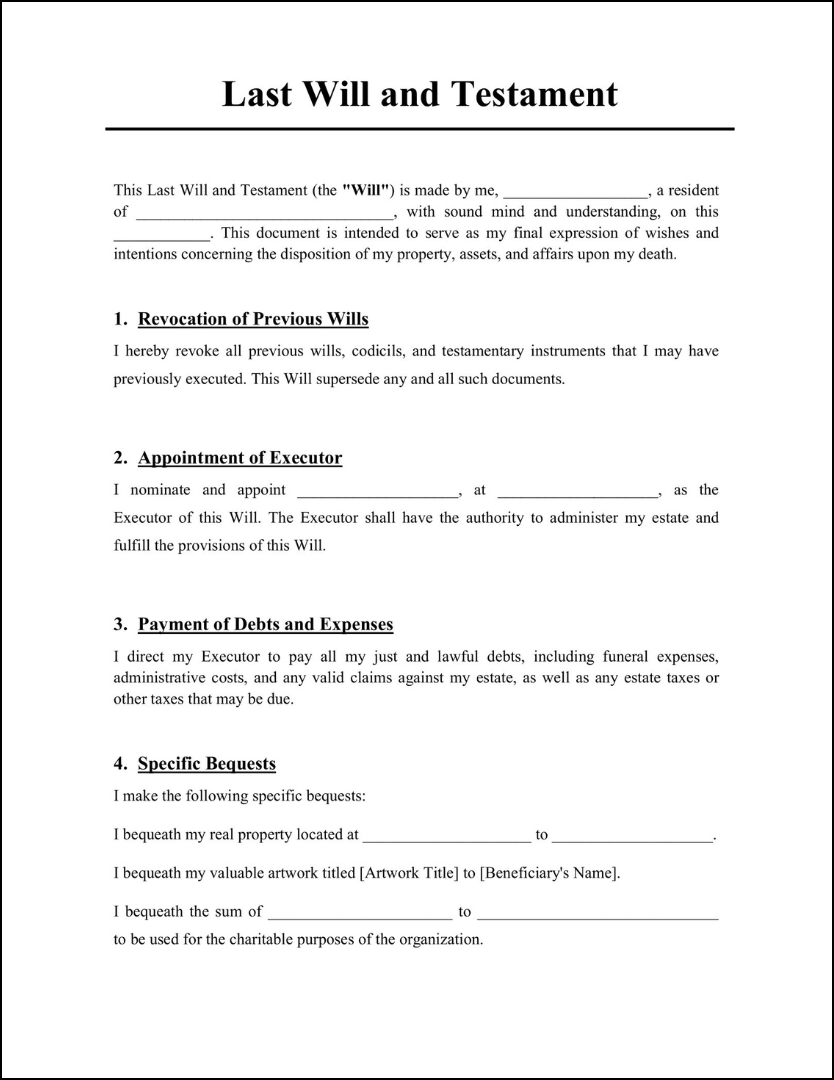 Last Will And Testament Template Free Editable Template 9495