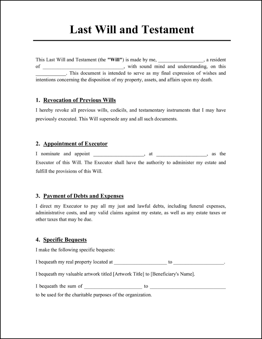 Last Will And Testament Template Free Editable Template 6405