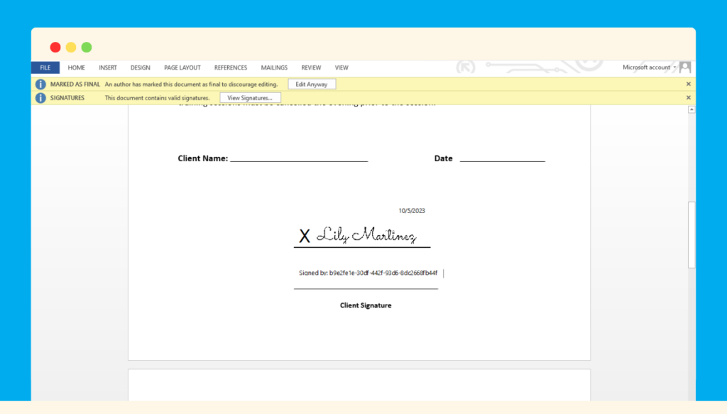 How to Include Signature in MS Word Document