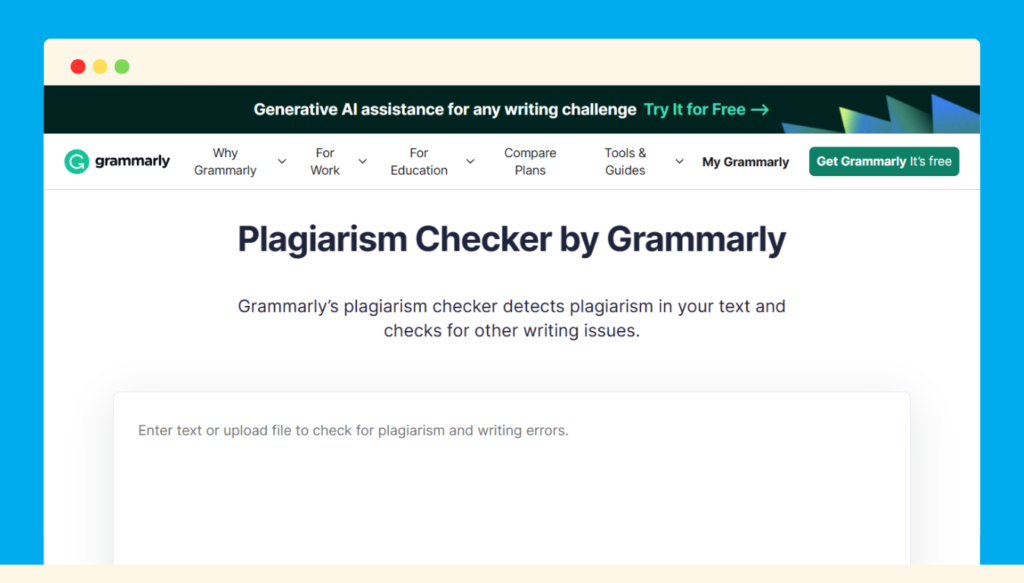 plagiairsm checker by Grammarly - check plagiarism online
