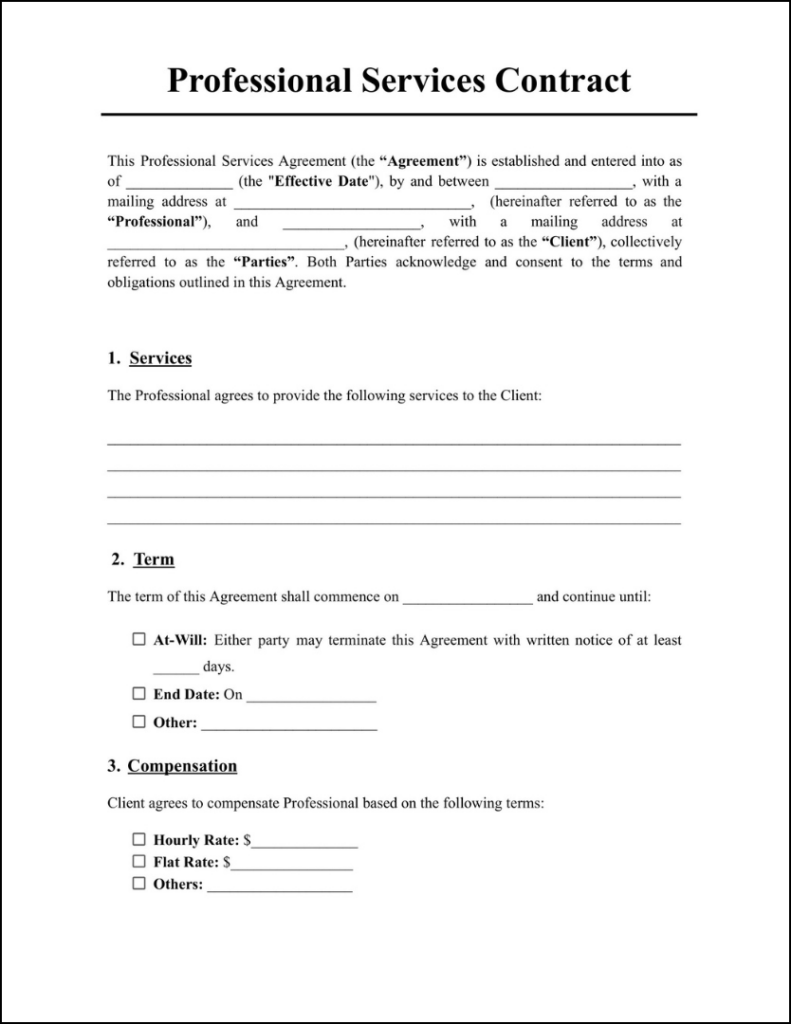 professional services contract | Free Agreement Template